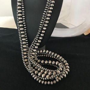 Navajo Pearls Sterling Silver Bead Necklace 60